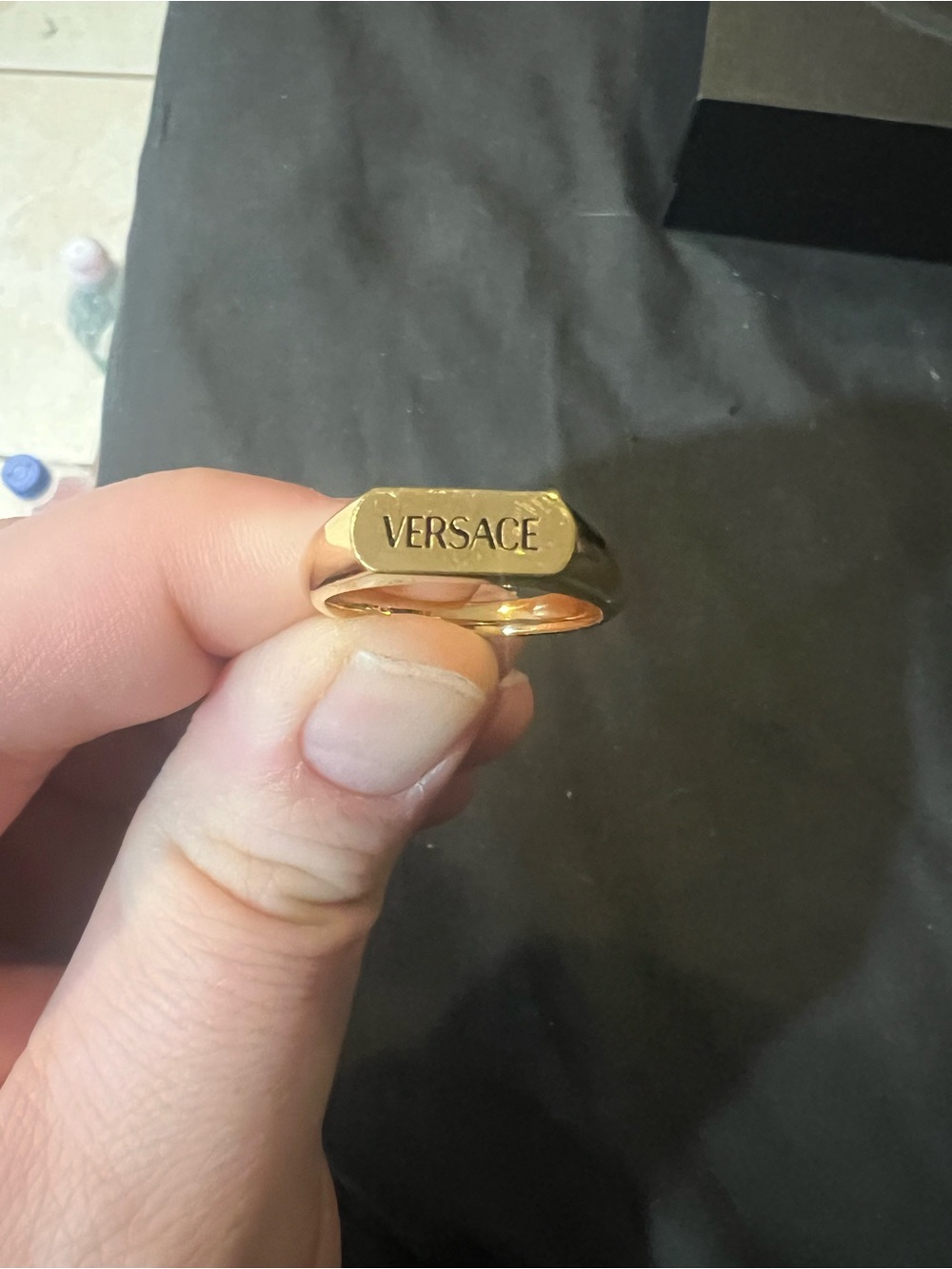 Versace Polished Gold Band Ring